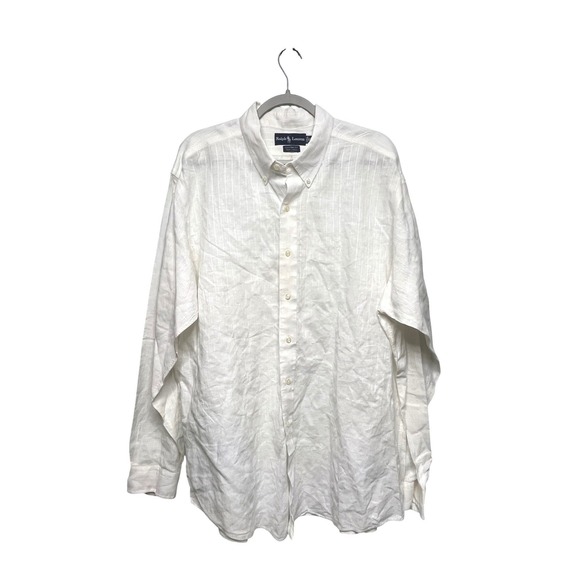 Ralph Lauren Other - Ralph Lauren Mens XXL White 100% Linen Custom Fit Button Down Shirt